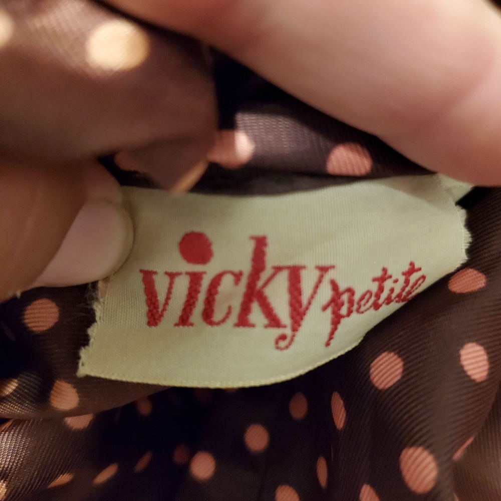 Vintage 70s Vicky Victorian Velvet Dot Dress - Picture 10 of 11
